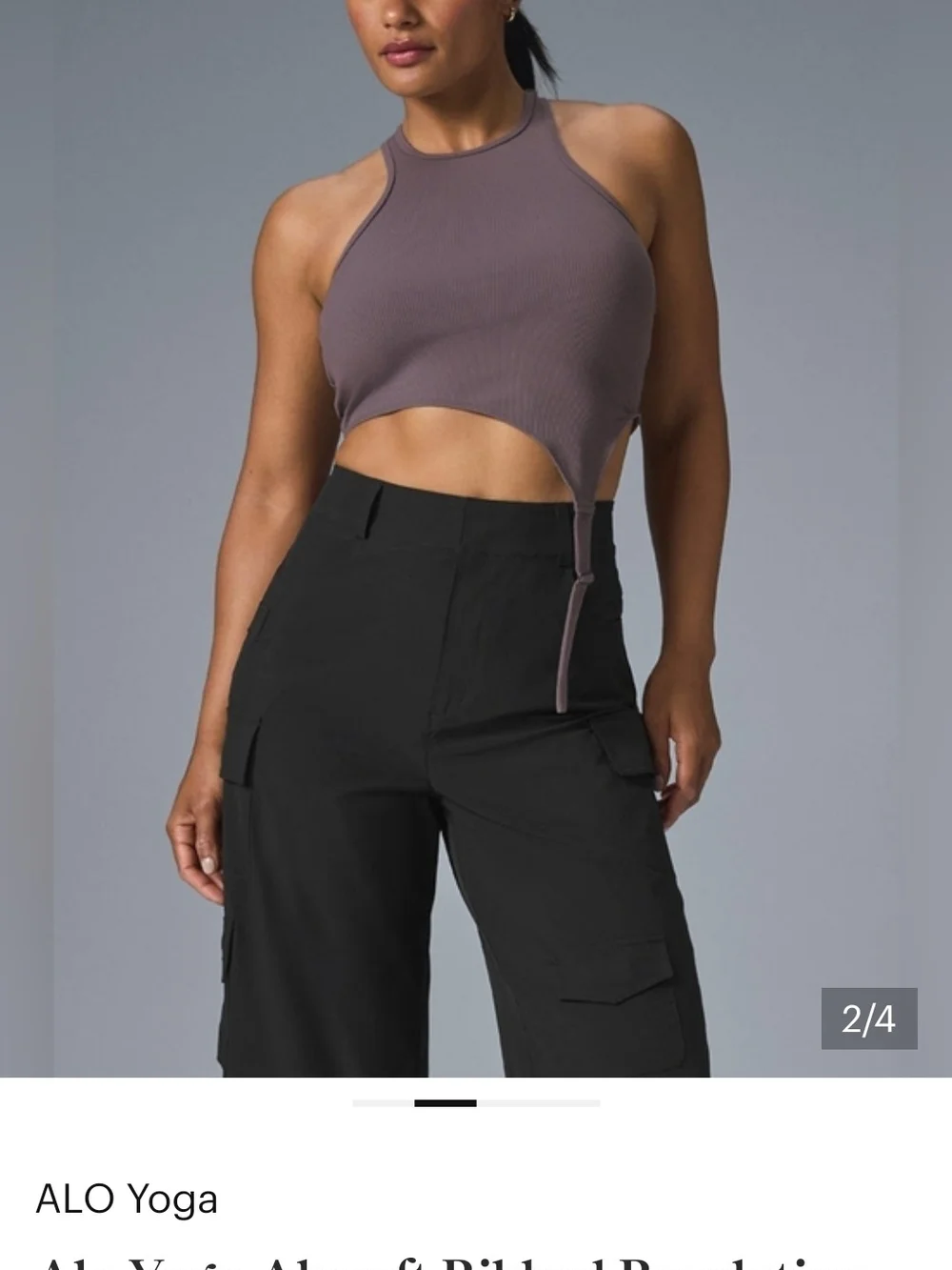 ALO Yoga Ribbed Revelation Tank Crop Tank in Raisinette- M